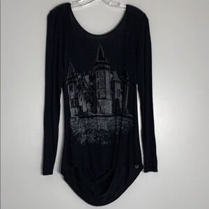 Lez A Lez Drape Back Castle Queen Long Sleeve top large women’s shirt black